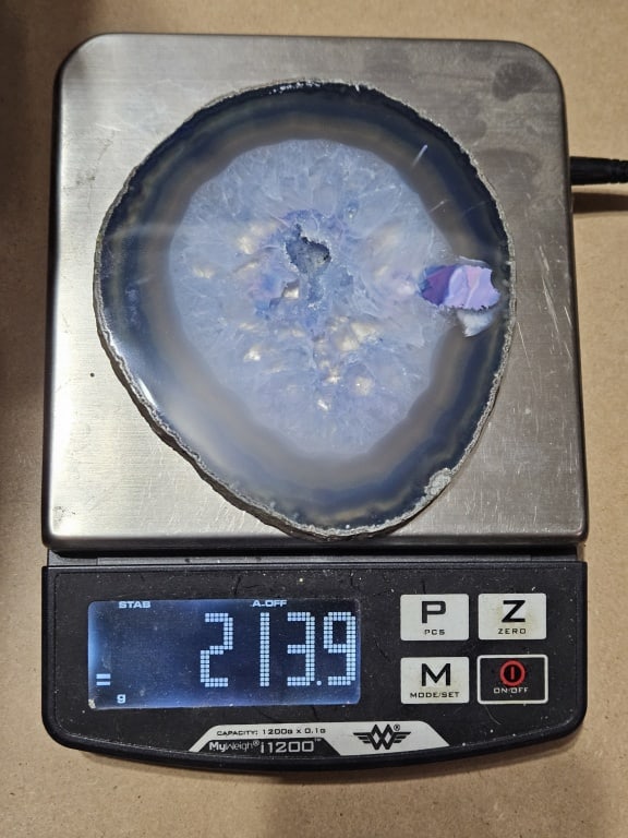 Blue Dyed Agate Slab w/ Geode Middle - 4