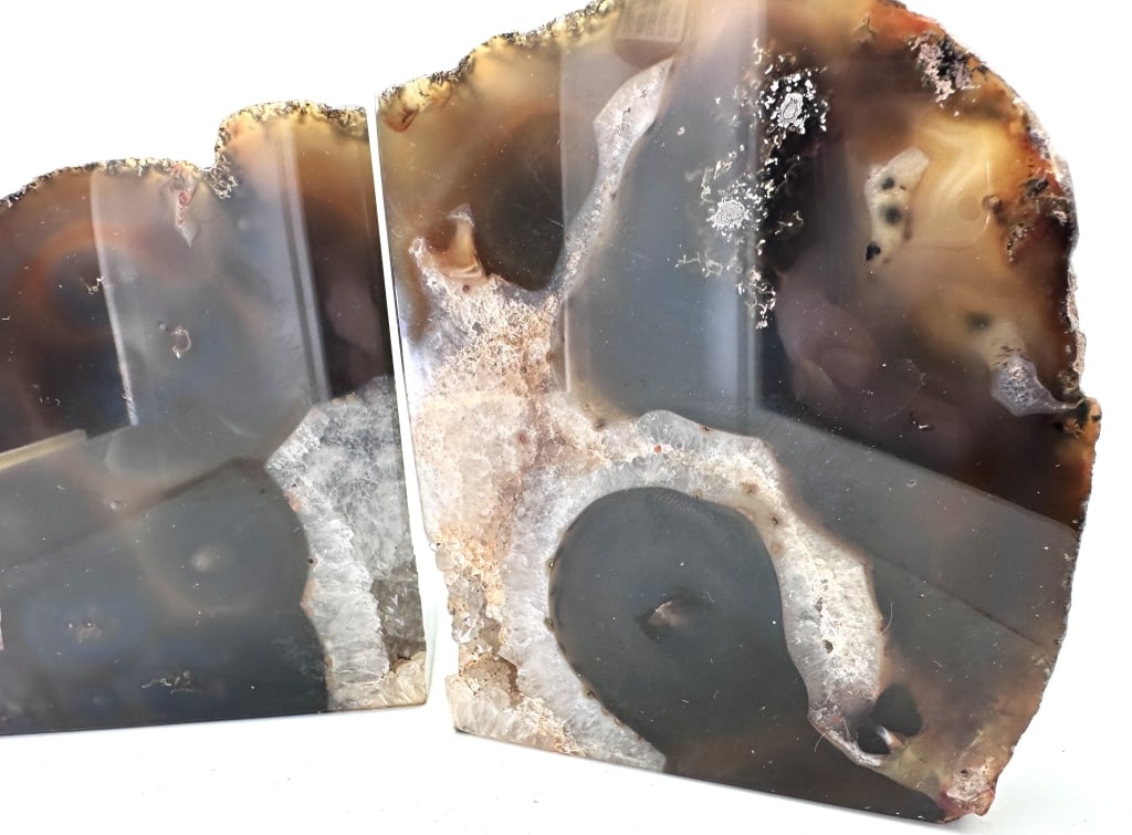Natural Brown Agate Bookends w/Geode Corners - 2