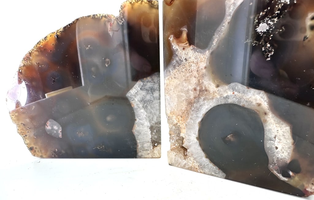Natural Brown Agate Bookends w/Geode Corners - 3