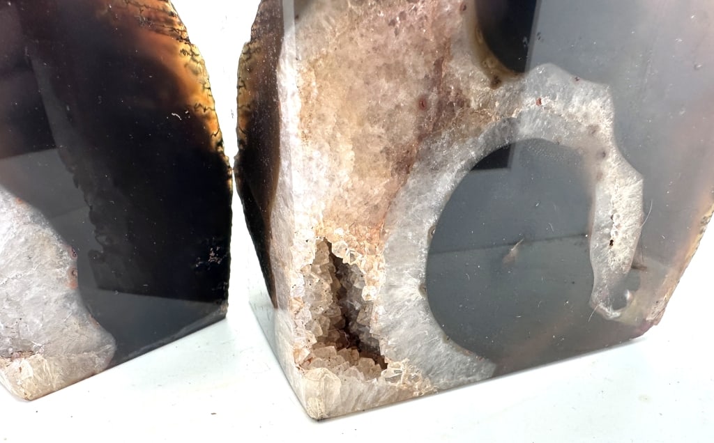 Natural Brown Agate Bookends w/Geode Corners - 4