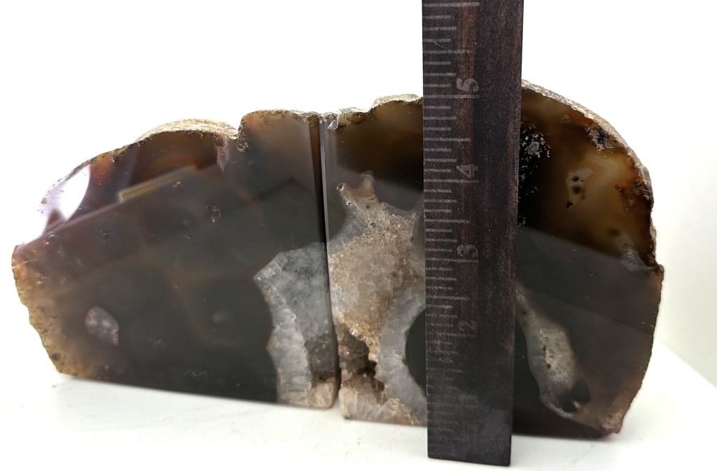 Natural Brown Agate Bookends w/Geode Corners - 7