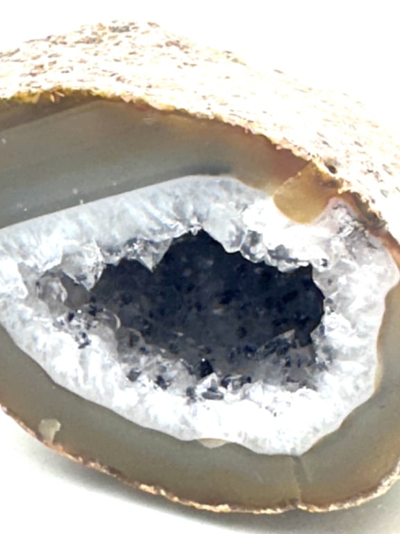 Fine Agate Specimen on Stand w/Deep Druzy Geode - 3