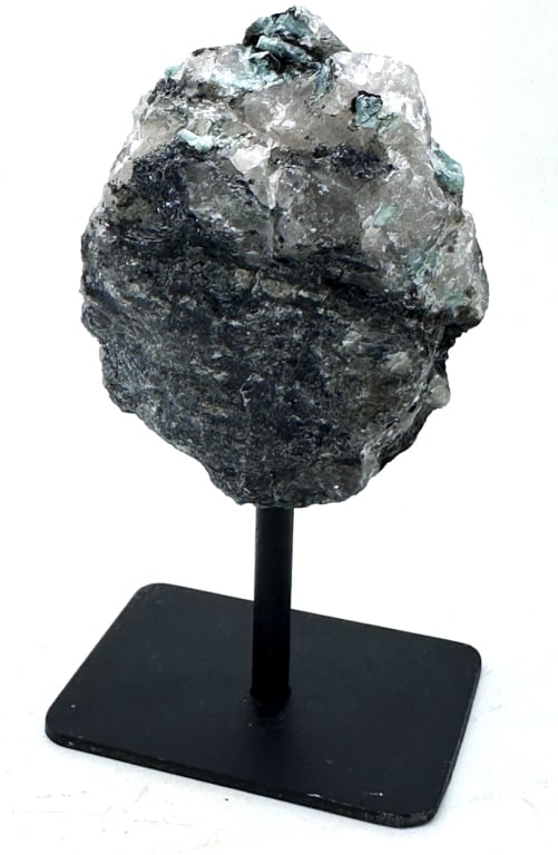 Natural Rough Emerald Specimen on Stand: Item is the exact item in the image - Bidder is responsible for all value and grade determination- Please review all terms and conditions prior to placing any bids- All sales final-