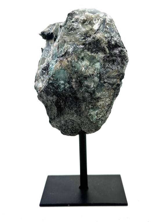 Natural Rough Emerald Specimen on Stand: Item is the exact item in the image - Bidder is responsible for all value and grade determination. Please review all terms and conditions prior to placing any bids-