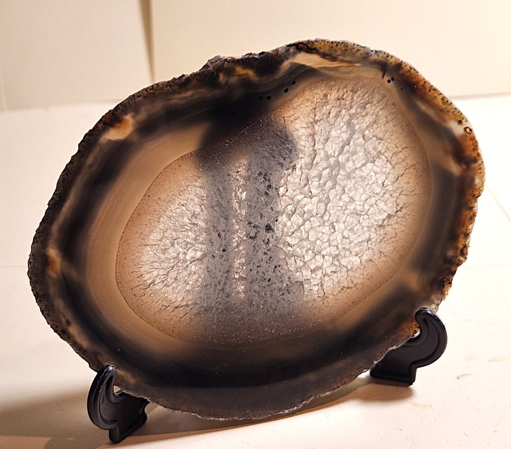 Natural Brown Agate SLabe w/ Crystal Center: Item is the exact item in the image - Items have all natural features, characteristics, natural compositional degradation. Bidder is responsible for all value and grade determination - Please