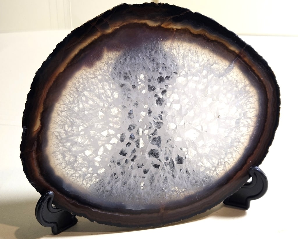 Natural Banded Agate Slab: Item is the exact item in the image - Items have all natural features, characteristics, natural compositional degradation. Bidder is responsible for all value and grade determination - Please