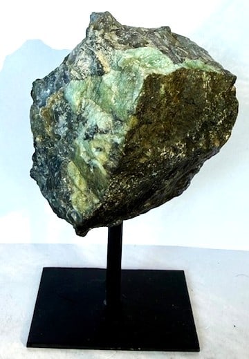 Natural Freeform Emerald Rough Cut on Stand: Item is the exact item in the image - Bidder is responsible for all value and grade determination - Please review all terms and conditions prior to placing any bids- All sales final - all