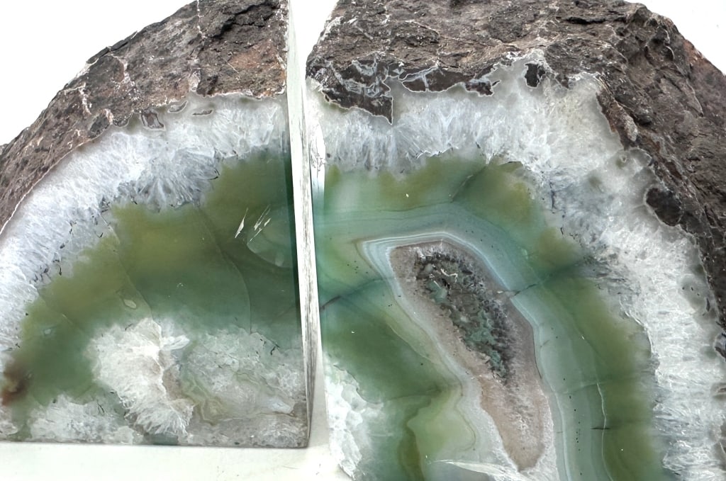 Banded Green Agate Bookends - 2