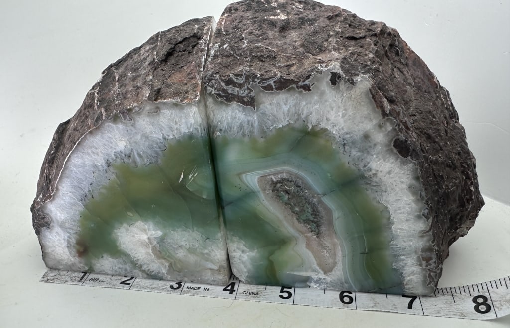 Banded Green Agate Bookends - 5