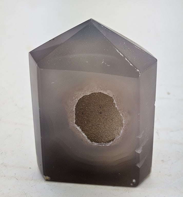 Fine Agate Stand Up w/ Druzy Geode: Item is the exact item in the image- Bidder is responsible for all value and grade determination- Please review all terms and conditions prior to placing any bids-