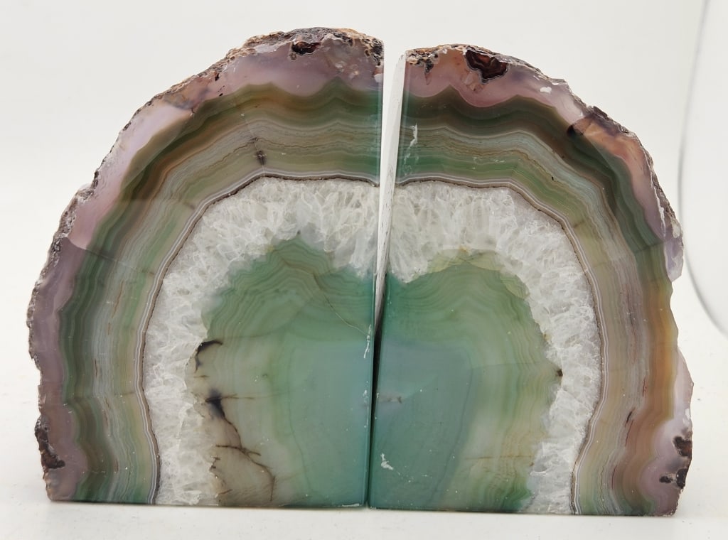 Natural Green Agate Bookend Set: Item is the exact item in the image- Bidder is responsible for all value and grade determination- Please review all terms and conditions prior to placing any bids-