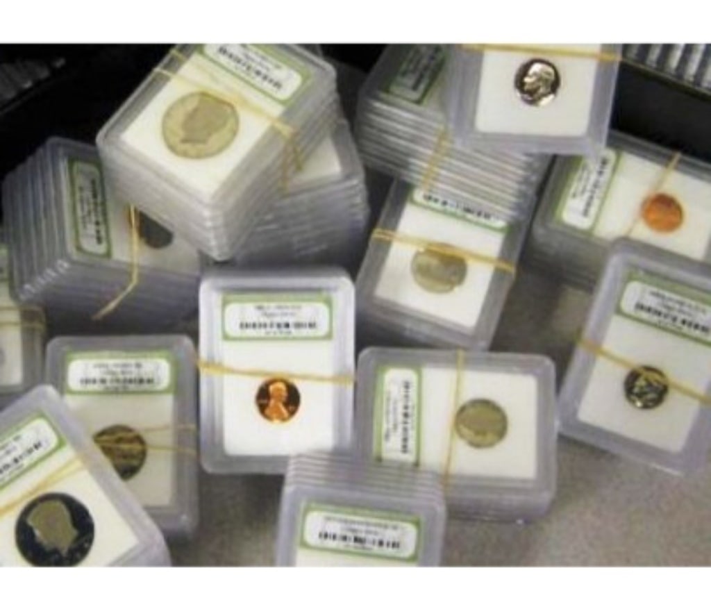 (100) PROOF and BU Coins in Slabs: Items are US minted BU and Proof Coins from Mint and Proof Sets. NEVER CIRCULATED!