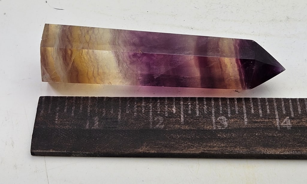 Fine Rainbow Flourite Polished Point Tower - 3