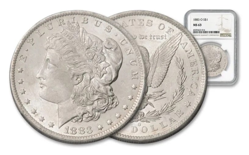 1883 O MS 63 NGC Morgan Silver Dollar: Items are as shown in image - grade and date are exact- Due to the fact that we have multiples of these items -Winning bidder may not receive exact serial numbers shown in 
