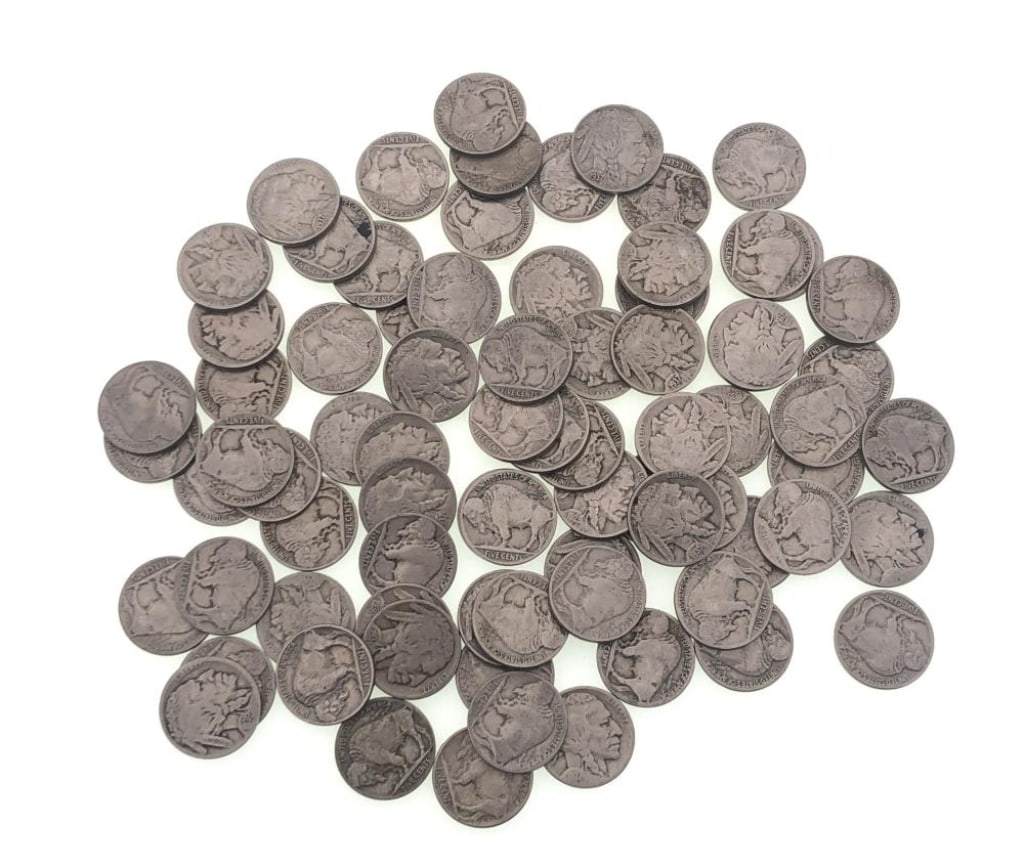 (90) Random date/Grade Buffalo Nickels: Items are as shown in the image and described in the title - Please note that we have more than one of these items and the exact item in the image may not be the item you recieve. Winning
