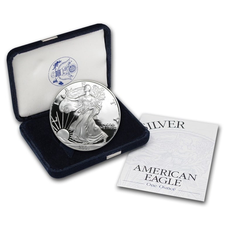 2001 US Silver Eagle Proof in OMP: Item is as shown in the image - with original mint packaging. Please review all terms and conditions prior to placing any bids - All invoices due at the end of the sale - All sales final - All bids ar