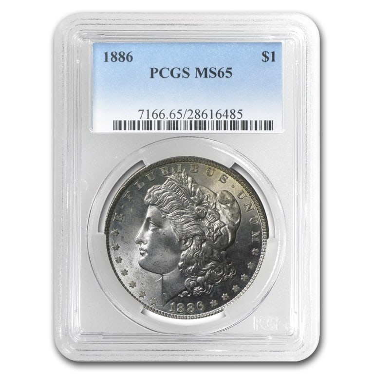1886 MS 65 PCGS Morgan Silver Dollar: Items are as shown in image - grade and date are exact- Due to the fact that we have multiples of these items -Winning bidder may not receive exact serial numbers shown inimage.Pleasereviewtheentirete