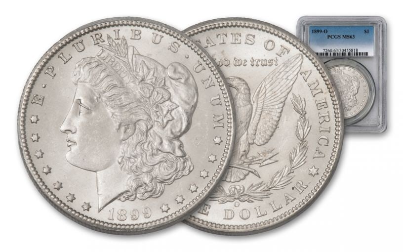 1899 O MS 63 PCGS Morgan Silver Dollar: Items are as shown in image - grade and date are exact- Due to the fact that we have multiples of these items -Winning bidder may not receive exact serial numbers shown in 
