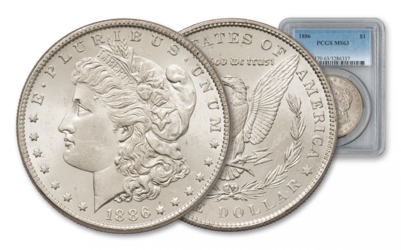 1886 P MS 63 PCGS Morgan Silver Dollar: Items are as shown in image - grade and date are exact- Due to the fact that we have multiples of these items -Winning bidder may not receive exact serial numbers shown