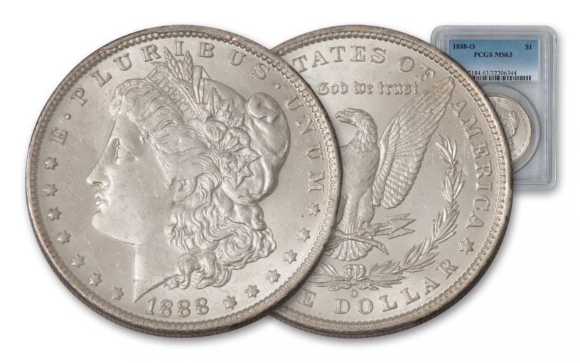 1888 O MS 63 PCGS Morgan Silver Dollar: Items are as shown in image - grade and date are exact- Due to the fact that we have multiples of these items -Winning bidder may not receive exact serial numbers shown