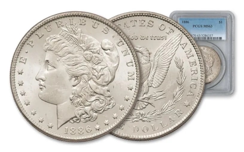 1886 P MS 63 PCGS Morgan Silver Dollar: Items are as shown in image - grade and date are exact- Due to the fact that we have multiples of these items -Winning bidder may not receive exact serial numbers shown