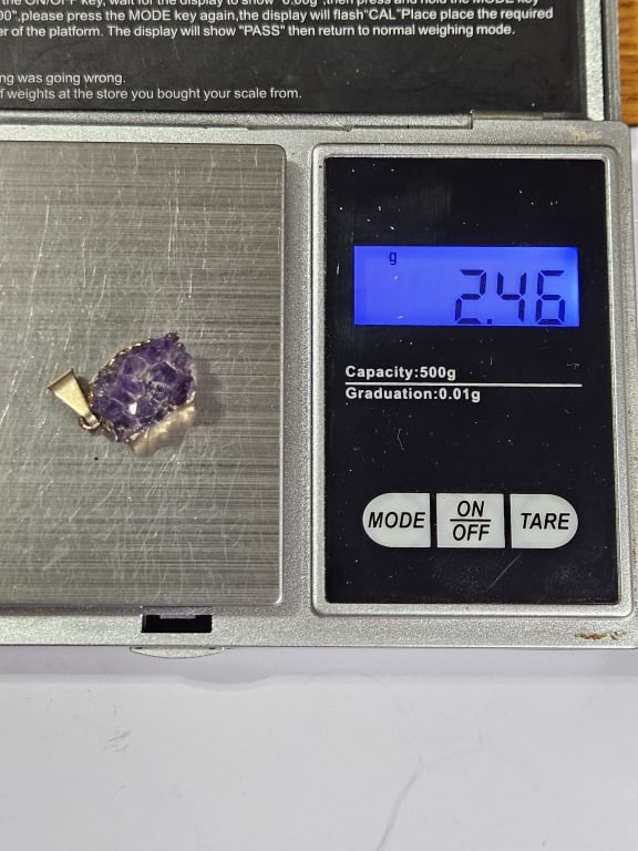 High Grade Amethyst Pendant Gold Plated - 4