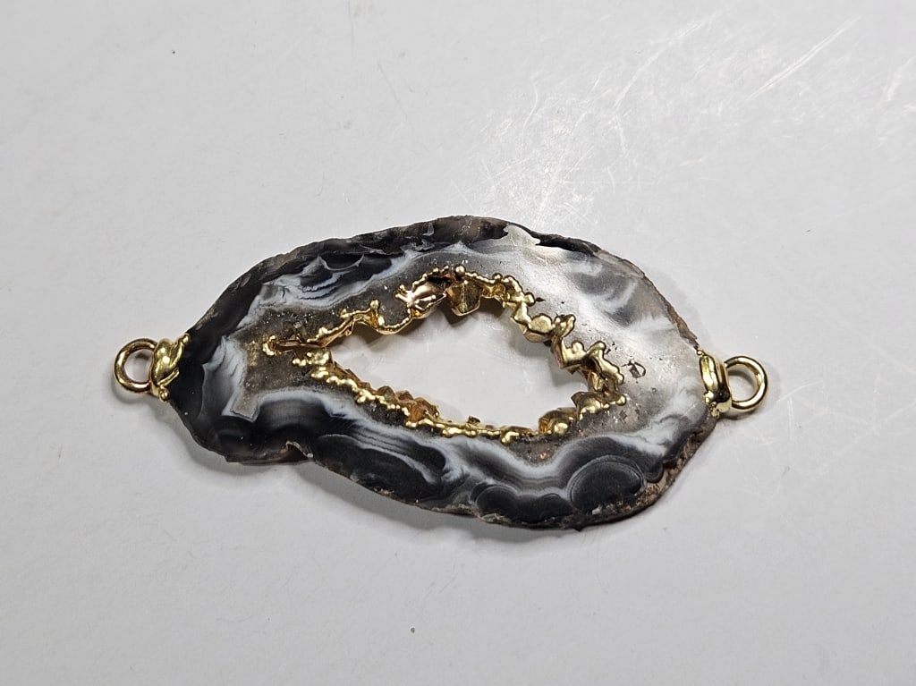Gold Plate Overlay Agate Pendant - 2