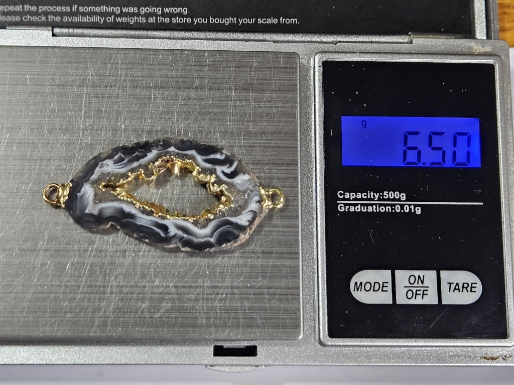 Gold Plate Overlay Agate Pendant - 4