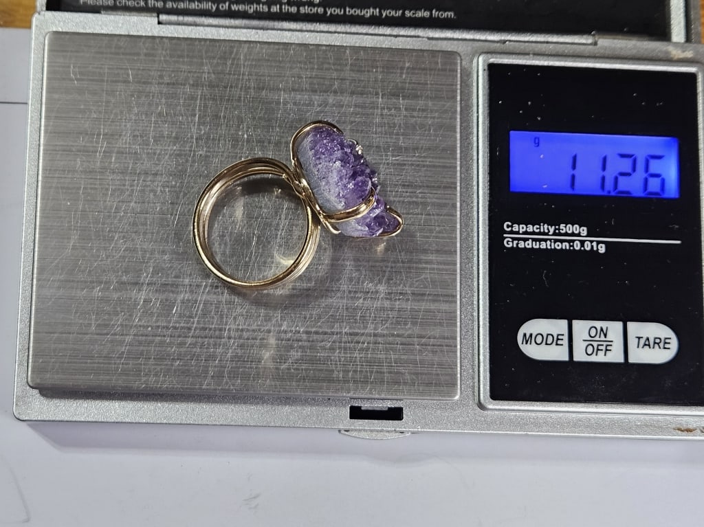 Natural Amethyst-Gold Plated Ring - 4