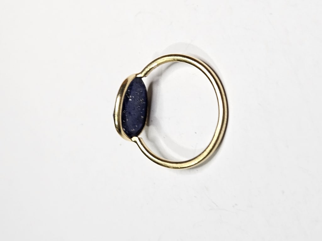 Sterling Silver Gold Overlay Lapis Lazuli Ring - 2