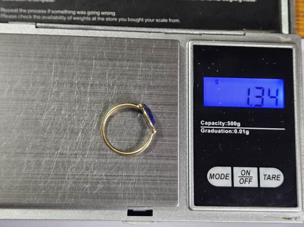 Sterling Silver Gold Overlay Lapis Lazuli Ring - 4