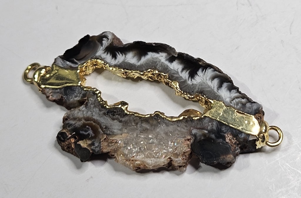Crazy Lace Agate Sterling Gold Overlay Pendant (1 of 4)