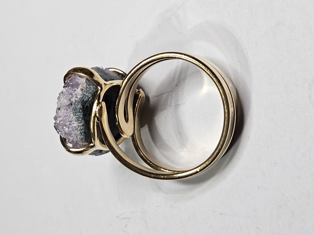 Amethyst Cluster Gold Plated Ring - 2