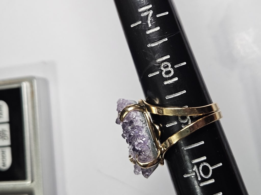 Amethyst Cluster Gold Plated Ring - 3