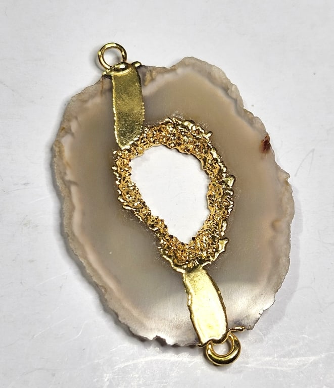 Agate Slab w/Gold Plated Mountings Pendant (1 of 4)