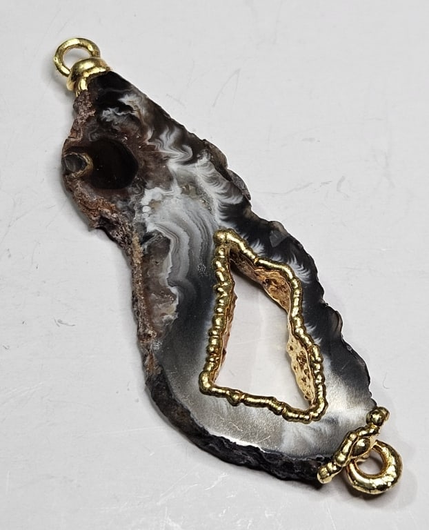 Crazy Lace Agate Pendant Gold Plated (1 of 4)