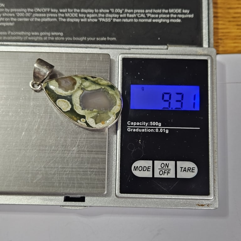 Sterling Silver Ocean Jasper Pendant - 4