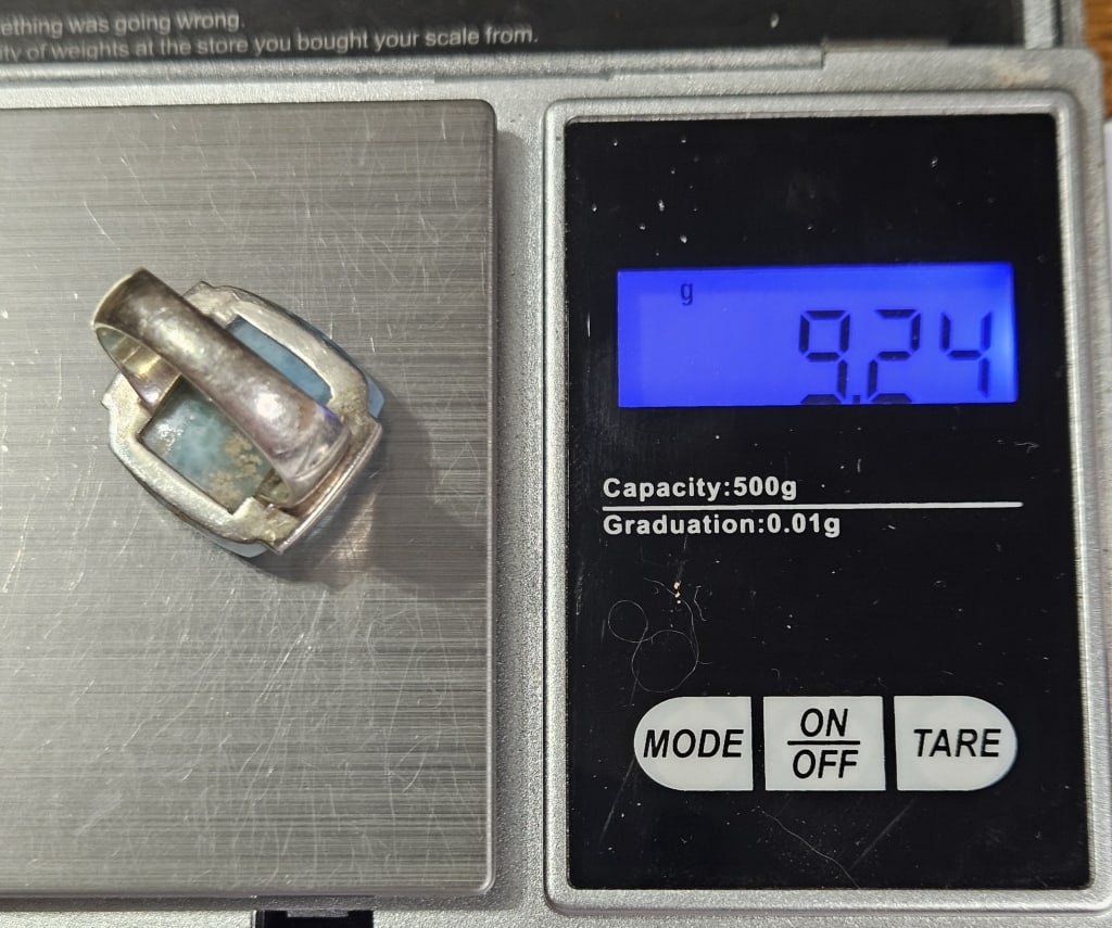 Very Fine Sterling Silver Larimar Ring - 4