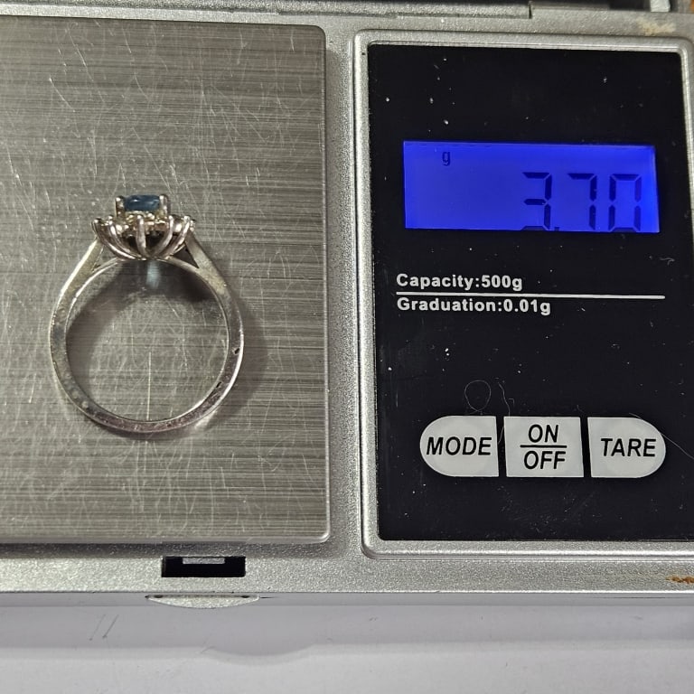 Sterling Silver Blue Topaz Ring - 4