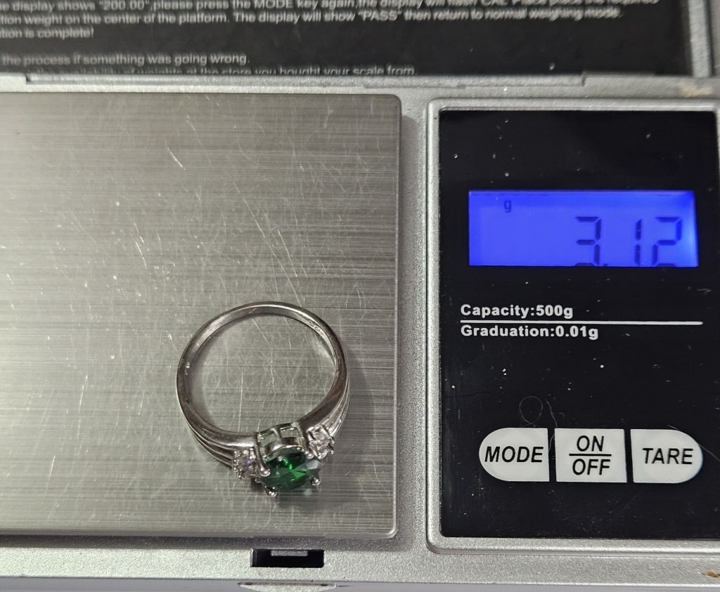 Sterling Silver Man Made Emerald Ring - 4