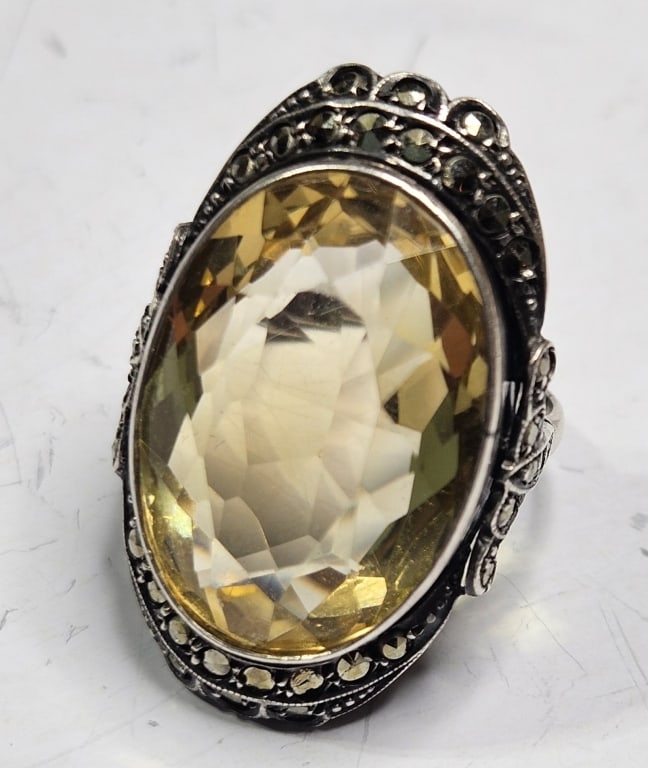 High Grade Citrine Ring in Sterling Silver: Item is the exact item in the image- Bidder is responsible for all value and grade dtermination - Please review all terms and conditions prior to placing any bids-