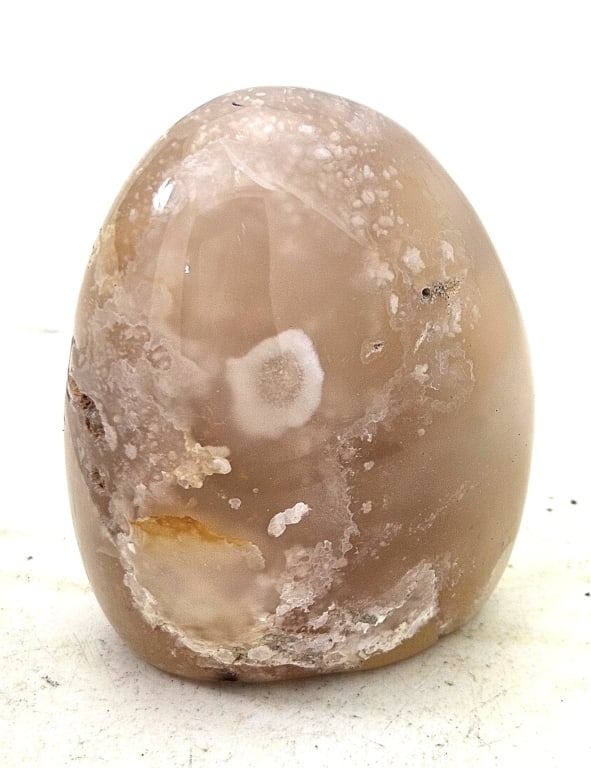 89.9 gram Natural Flower Agate Dome Specimen: Item is the exact item in the image- Bidder is responsible for all value and grade dtermination - Please review all terms and conditions prior to placing any bids-