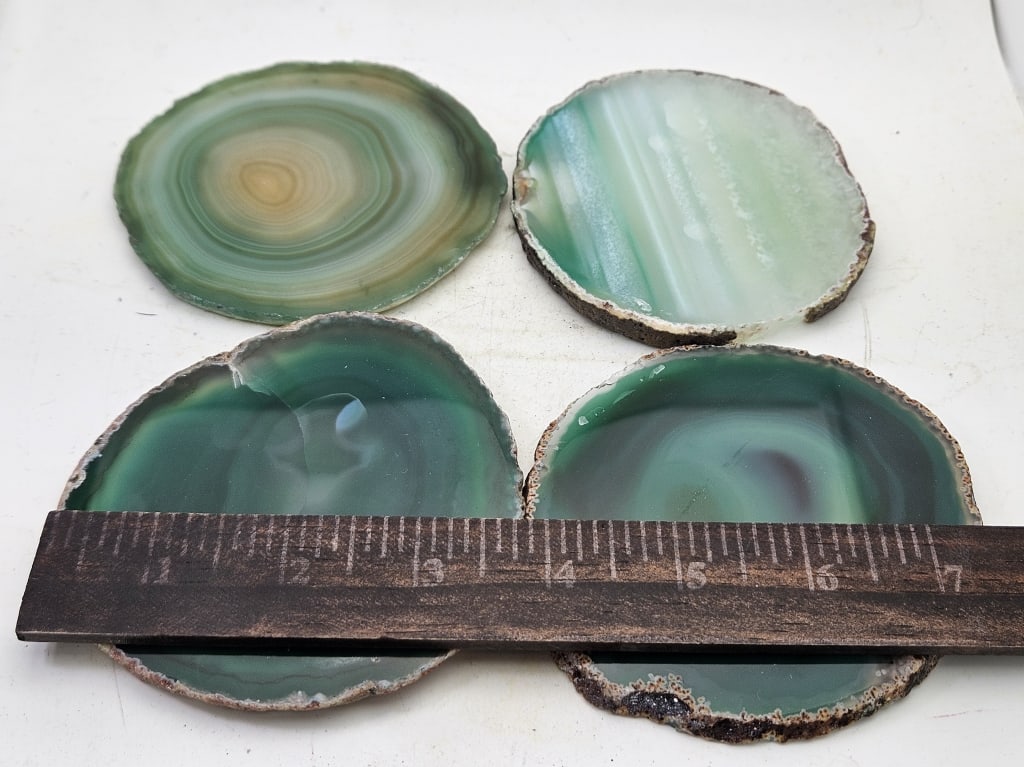 (4) Natural Agate Slabs Coaster Set - 3