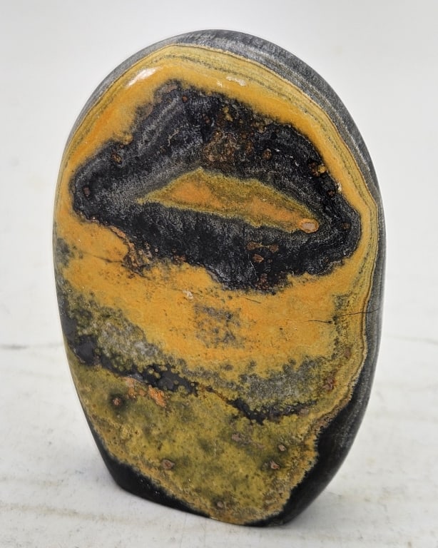 117.1 gram Natural Bumble Bee Jasper Dome: Item is the exact item in the image- Bidder is responsible for all value and grade dtermination - Please review all terms and conditions prior to placing any bids-