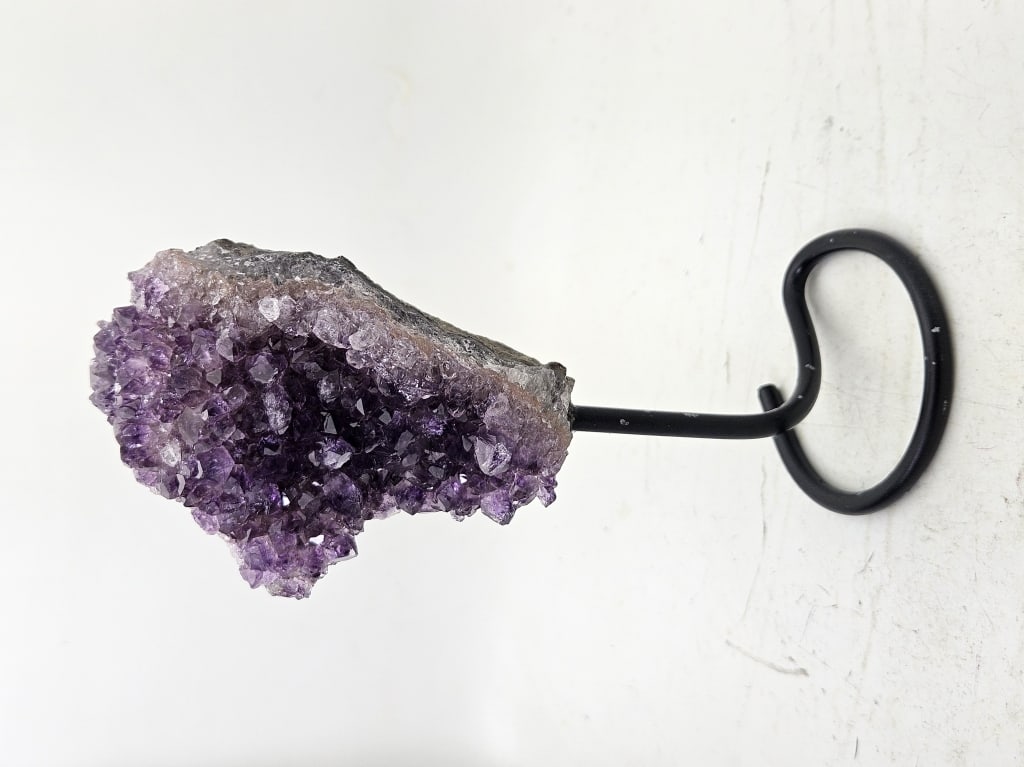 Fine Uruguay Amethyst Specimen on Stand: Item is the exact item in the image- Bidder is responsible for all value and grade dtermination - Please review all terms and conditions prior to placing any bids-