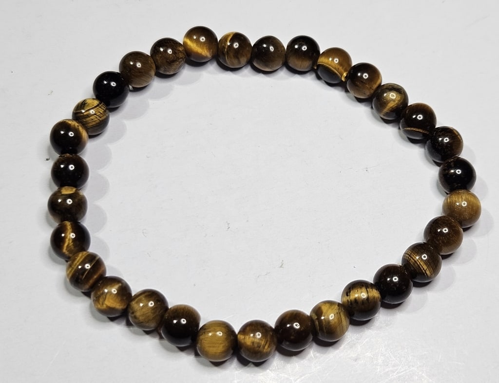 12 gram Natural Tiger Eye Bead Stretchy Bracelet - (1 of 3)