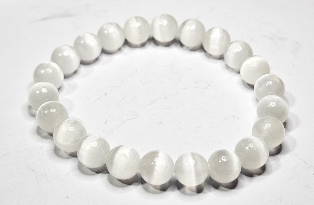 8 MM Satin Spar Stretchy Bracelet (1 of 2)