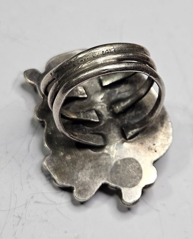 Sterling Silver Turquoise / Coral Ring - 3