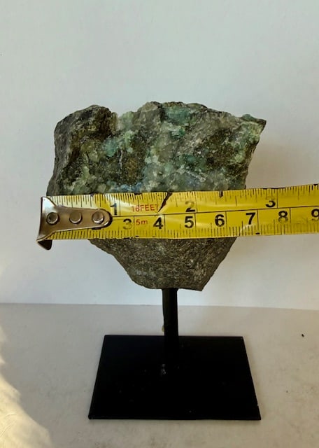 Natural Freeform Rough Cut Emerald on Stand - 4