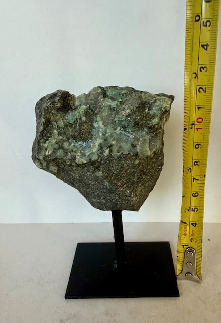 Natural Freeform Rough Cut Emerald on Stand - 5